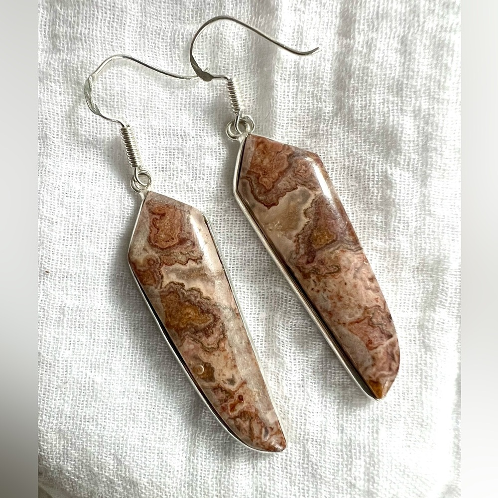 925 Playful Crazy Lace Agate Earrings